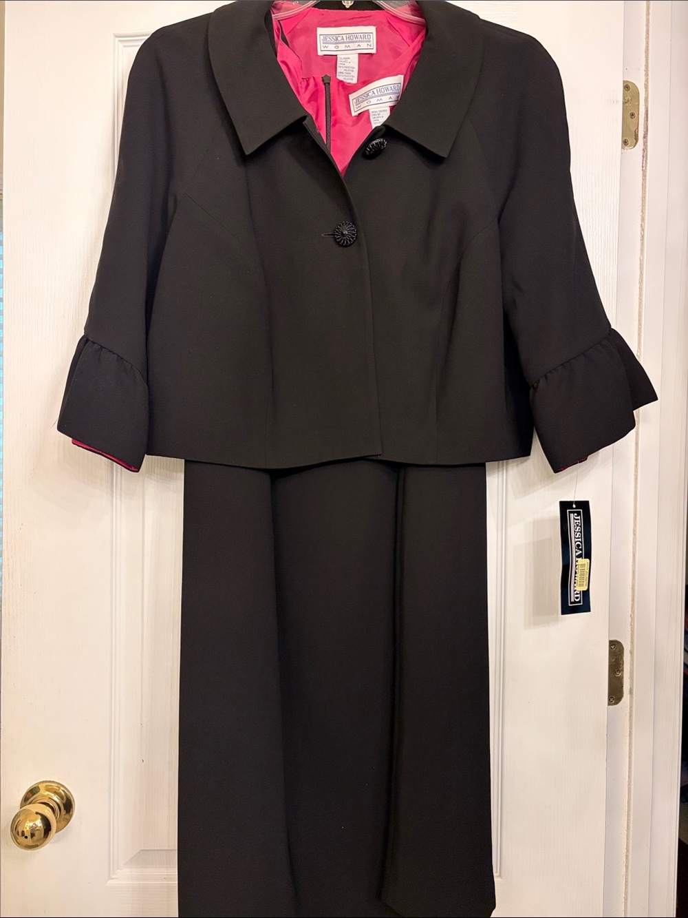 Jessica Howard Black dress with Jacket, pink lining, purchase at Dillards